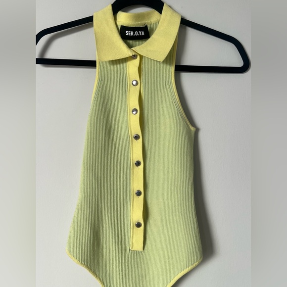 New SER.O.YA Ribbed Collared Polo Bodysuit - Picture 4 of 10